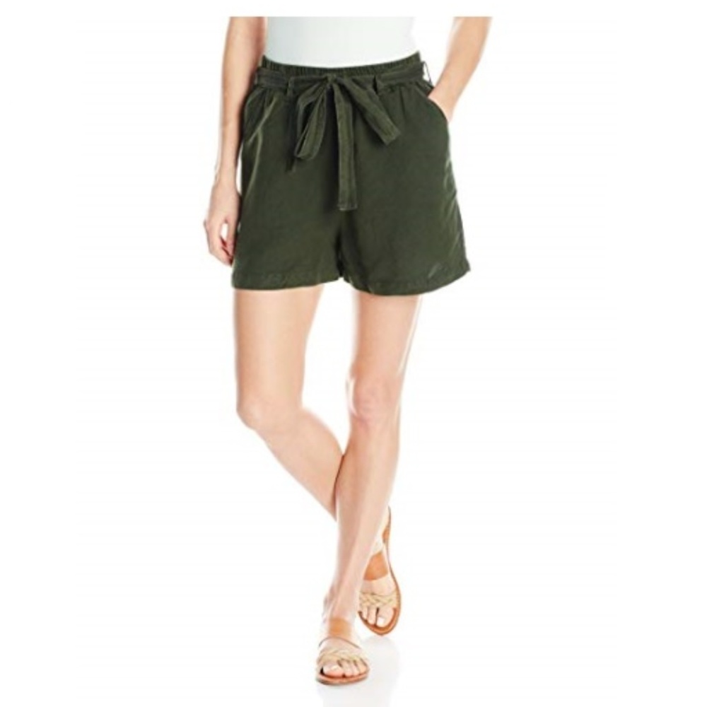 New Lucky Brand Olive Green Linen Tie Shorts - Picture 3 of 6